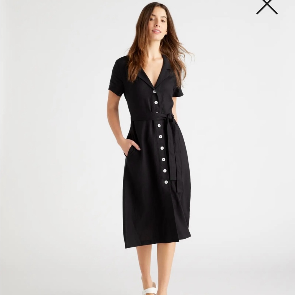 Quince Black Linen Dress Size Small